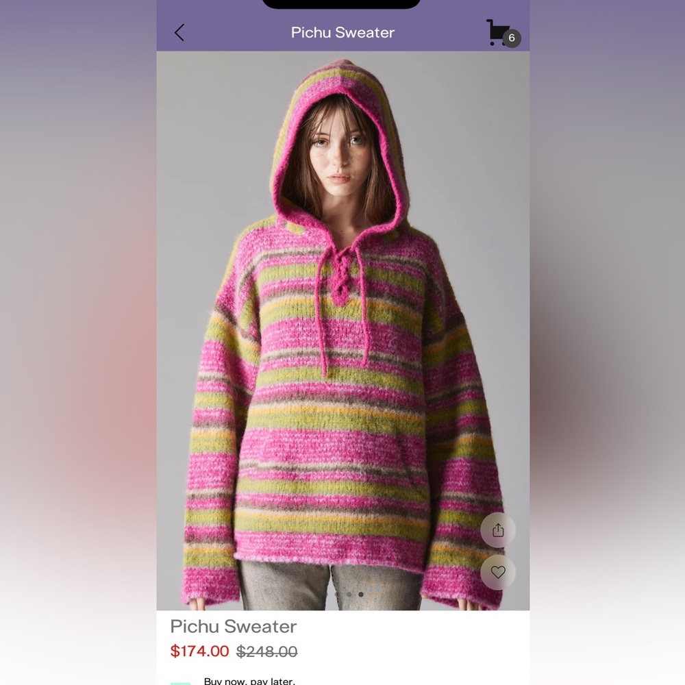 UNIF Pink and Green Striped Pichu Sweater